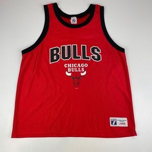 Vintage Logo 7 Men's Size L NBA Chicago Bulls Red Basketball Jersey *Read Desc